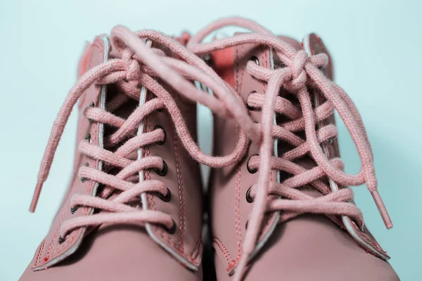 Pink Lacing on fashion boots — Stock Photo, Image