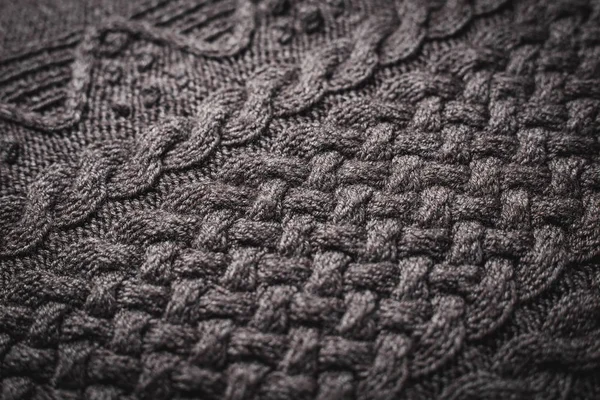 Maglione invernale Design. Grigio maglia lana texture sfondo — Foto Stock