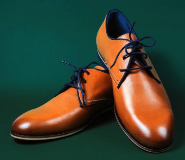 Kahverengi deri çift ayakkabı