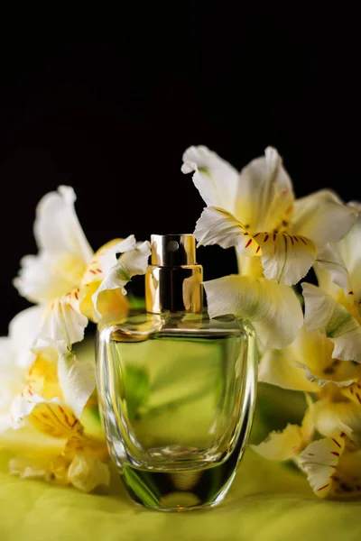 Perfume feminino com flores — Fotografia de Stock