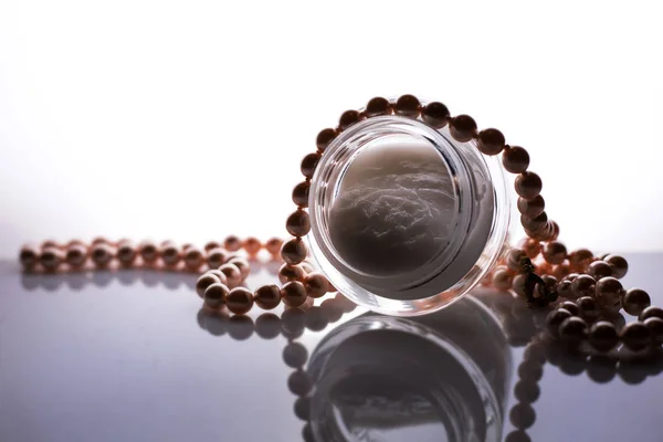 Nádobky Luxusní Kosmetický Krém Perlami — Stock fotografie