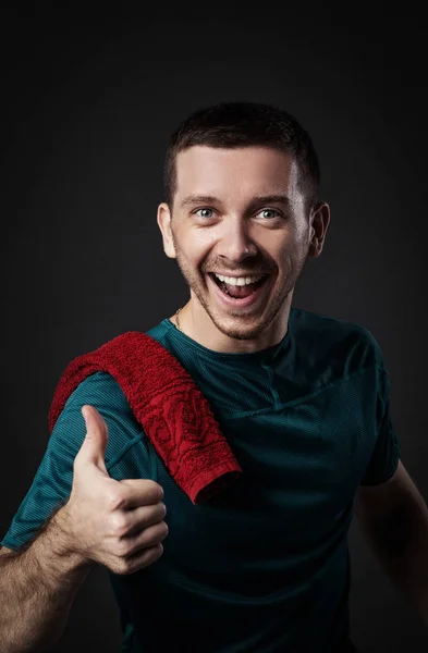 Smiling athlete guy — Stock Photo, Image