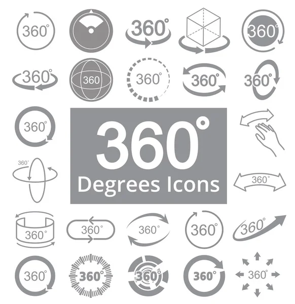 360 Degree View Related Vector Icons — Stock Vector