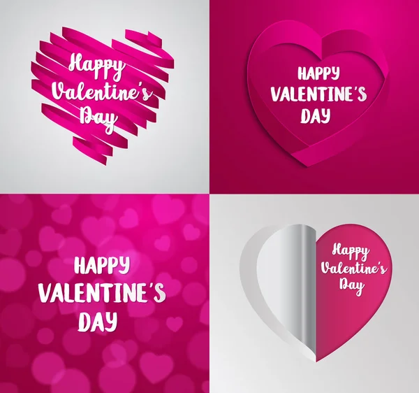 Set of Valentine's  Day greeting card — Stock Vector