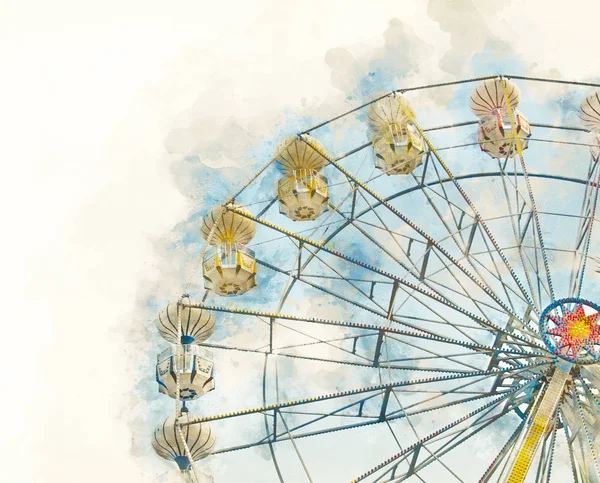 Ferris wheel watercolor effect image — Stock Photo, Image