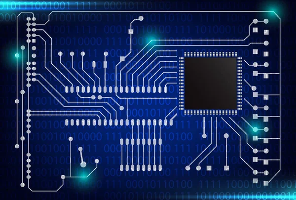 Close-up van elektronische circuit board met processor achtergrond — Stockvector