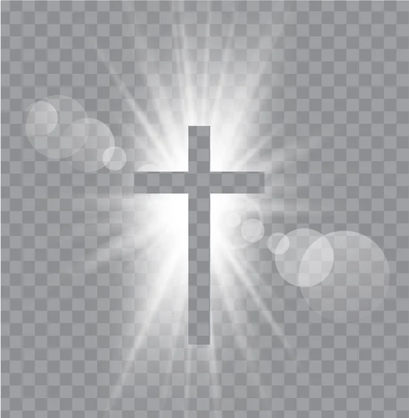 Religioso três cruzes com raios de sol — Vetor de Stock