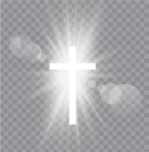 Religioush 3 태양 광선와 십자가 — 스톡 벡터