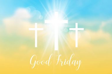 Good Friday. Background with white cross and sun rays clipart