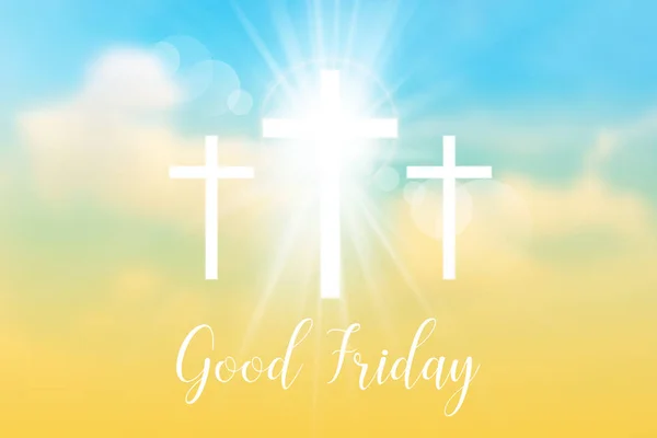 Good Friday. Background with white cross and sun rays — Stock Vector