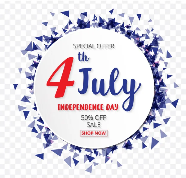 Día de la Independencia Americana del 4 de julio con pancarta redonda confeti — Archivo Imágenes Vectoriales