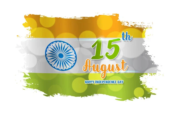 Joyeuse fête de l'indépendance indienne sur la couleur du drapeau grunge — Image vectorielle