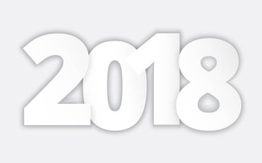 Happy 2018 yeni yıl. Vektör kağıt çizim