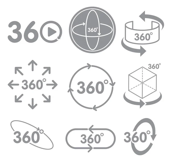 Icono de signo de vista de 360 grados en el fondo blanco — Archivo Imágenes Vectoriales