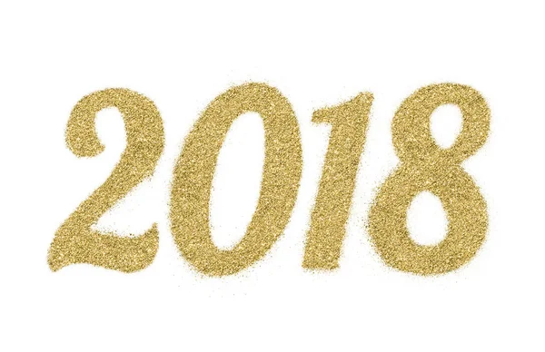 2018 de brillo de oro sobre fondo blanco, símbolo de Año Nuevo — Foto de Stock