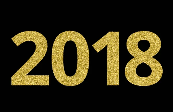 2018 złoty Brokat na czarnym tle, symbolem nowego roku — Zdjęcie stockowe
