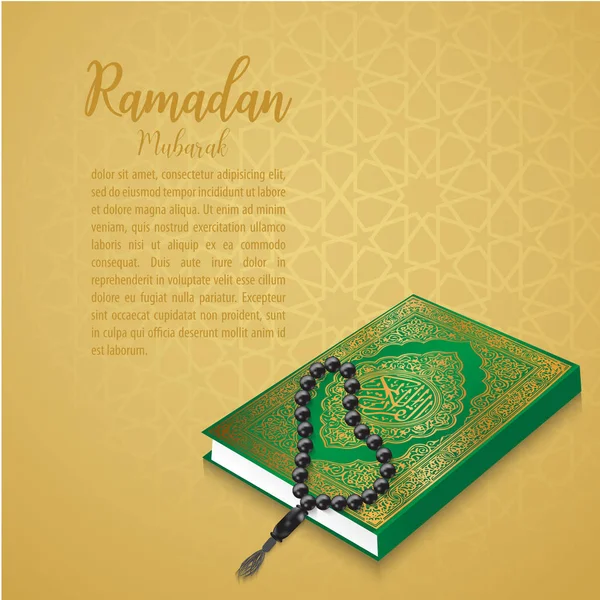 Ramadán Mubarak Patrón de vector, Al Corán en el fondo de oro patrón árabe — Archivo Imágenes Vectoriales