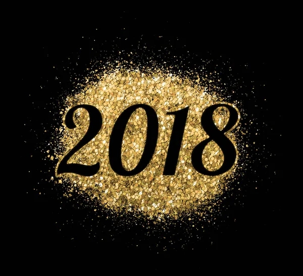 siyah arka planda, yeni yıl sembolü altın glitter 2018