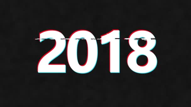 Feliz Año Nuevo 2018 Venta Promoción Video Glitch Efecto Metraje — Vídeo de stock