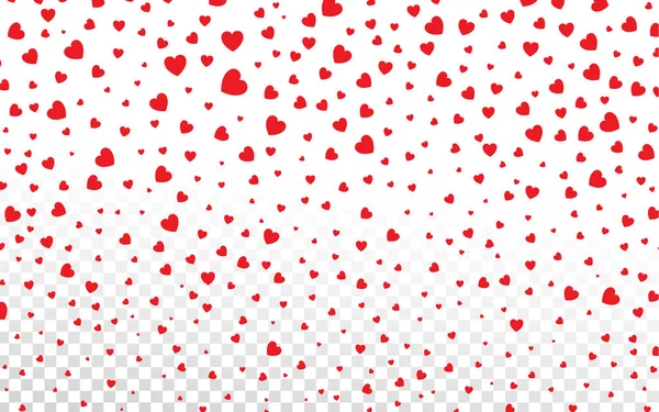 Pétalos de corazones rojos cayendo sobre fondo blanco para el Día de San Valentín — Vector de stock