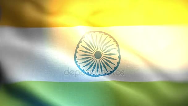 インドの旗共和国 波状のインドの国旗のクローズ アップ インド共和国の国旗 インド共和国の旗が風になびいてのビデオ — ストック動画