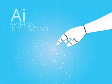 Mekanik robot el devre kartı arka plan üzerindeki işaret 