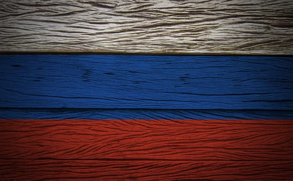 Russia Flag on grunge wood — Stock Photo, Image