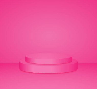 3d Pink cylinder podium minimal studio background. Abstract 3d g