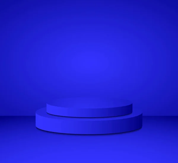 3d klassischen blauen Zylinder Podium minimalen Studio-Hintergrund. Abstr. — Stockvektor