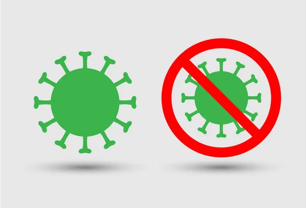 Symbool Van Antibacterieel Geen Bacteriën Virus Coronavirus 2019 Ncov Pictogrammen — Stockvector