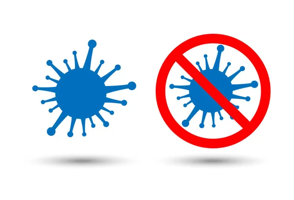 Symbool Van Antibacterieel Geen Bacteriën Virus Coronavirus 2019 Ncov Pictogrammen — Stockvector