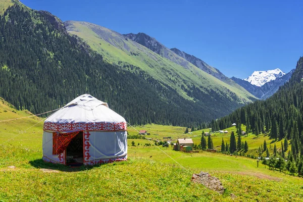 Kırgızistan dağların beyaz Yurt. 