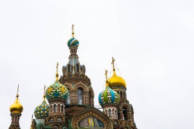 Rusya'nın St. Petersburg kentinde dökülmüş kan kilise kubbeleri. 