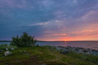 Günbatımı Solovetsky Adaları. 