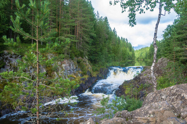 At the waterfall Kivach, Karelia. 