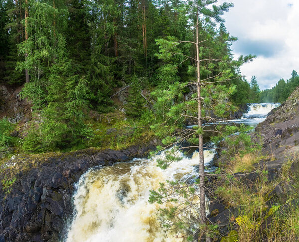 At the waterfall Kivach, Karelia. 