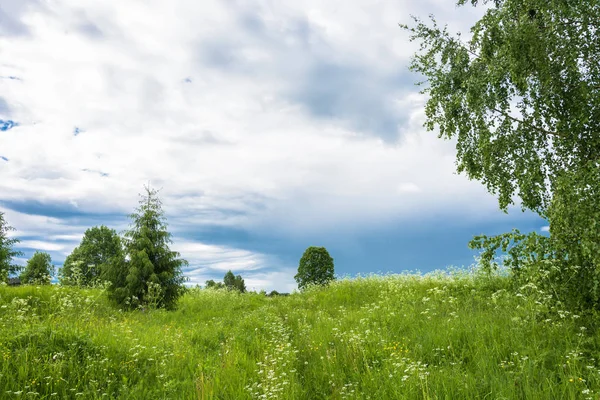 Bulutlu Gökyüzü ile Yaz Manzarası. 