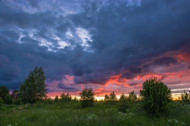 Bir yaz akşamı güzel gün batımı. 