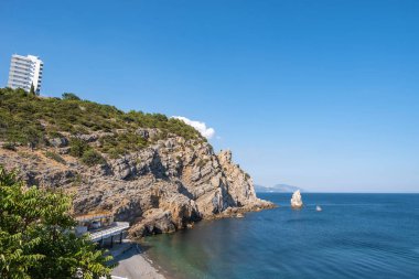 Kırım 'ın güney kıyısındaki Rocky Coast, 09 / 04 / 2019, Yalta, 