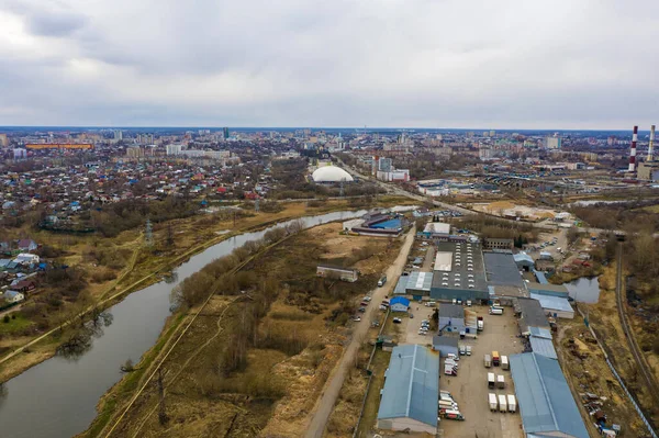 Panorama Van Stad Ivanovo Met Uitzicht Rivier Uvod Een Lentebewolkte — Stockfoto