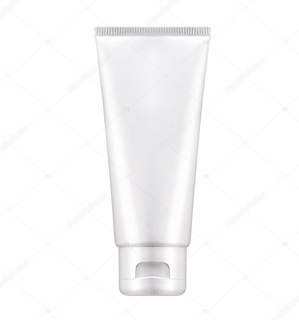 Blank White cosmetic tube pack Of Cream Or Gel with clip path