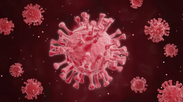 Coronavirus Covid Infektera Blod Mikroskop Flyg Eller Rörelse Coronavirus Influensavirus Stockbild