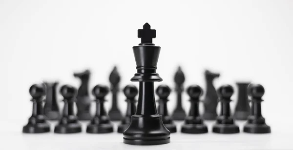 Černý Král Šachy Ostatními Izolovat Textovým Prostorem Sada Černobílých Šachových Royalty Free Stock Obrázky