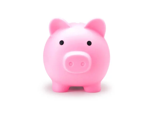 Piggy Bank Rosa Para Salvar Moeda Isolada Com Caminho Clipe — Fotografia de Stock