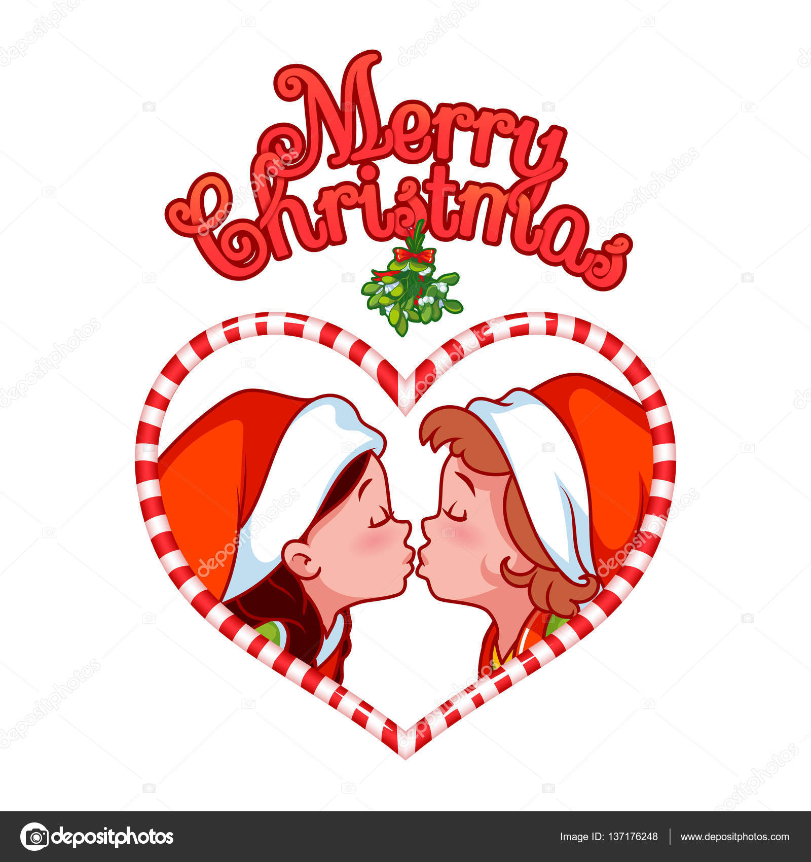 Vectores de Beso bajo el muérdago, imágenes vectoriales | DepositPhotos, image size:963x1024