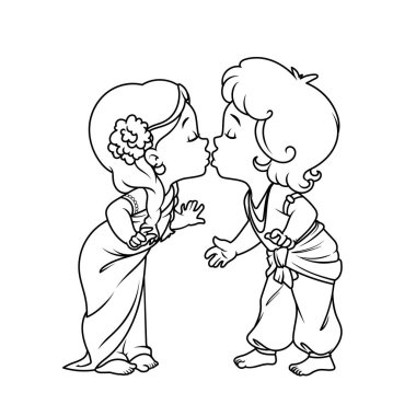 Küçük öpüşme Radha Krishna çizgi film. 