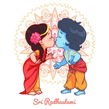 Küçük öpüşme Radha Krishna çizgi film. 