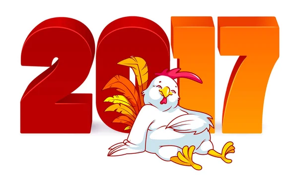 Ilustración vectorial con gallo, símbolo de 2017 . — Vector de stock