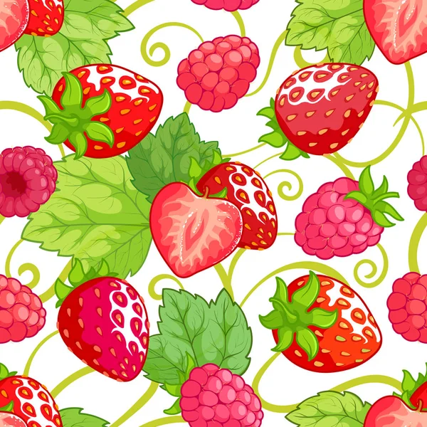 Векторный бесшовный рисунок с ягодами — стоковый вектор