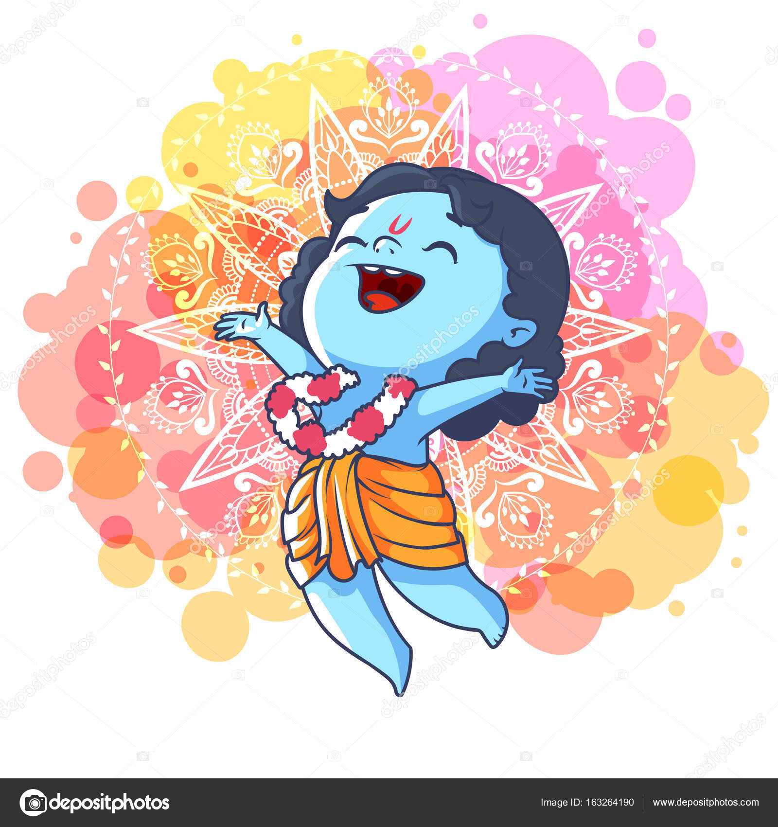 very happy little krishna is jumping stock vector yavi 163264190